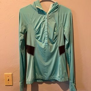 Lululemon reflective pullover hood running blue aqua 4 long sleeve hoodie shirt